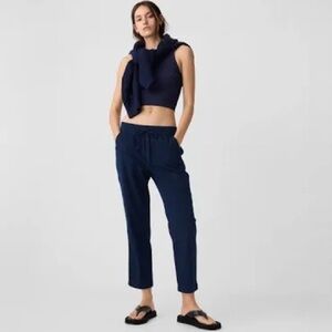 Gap Twill Easy Pants Size L Tall Navy pullon drawstring pockets  summer nautical